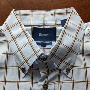 Façonnable LS - Button Down blue/brown XL long sleeve shirt in 'Club' fit